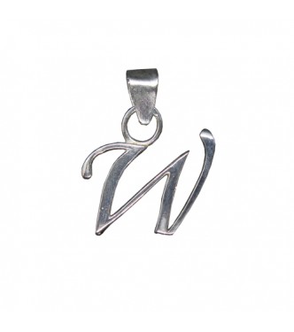 PE001488 Sterling Silver Pendant Charm Letter W Solid Genuine Hallmarked 925